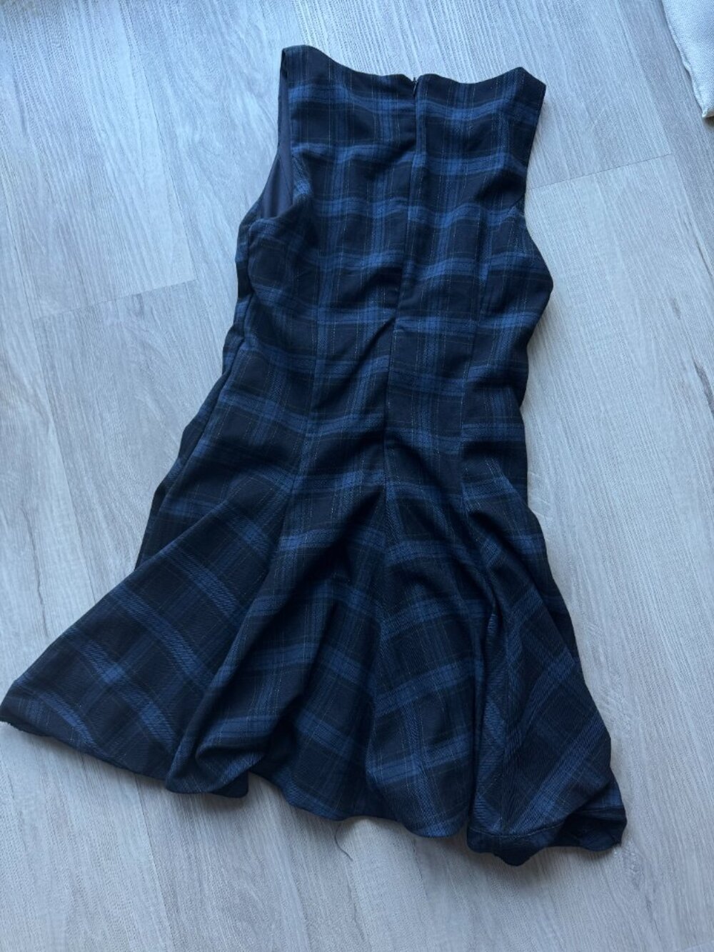 Zara Plaid Mini Dress Navy Blue Size S NWT - Picture 12 of 15